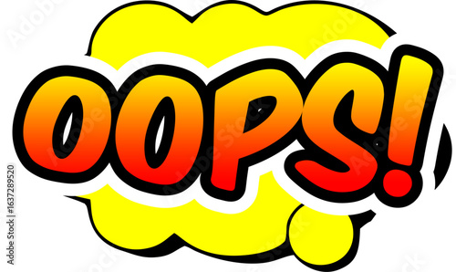 Cartoon comic sign burst clouds. Speech bubble, Oops sign expression and pop art text frames. Comics mem expressions speech, superhero book Oops label. Isolated vector symbols set