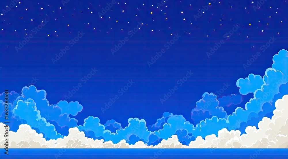 Night sky, clouds, and sea Night sky, clouds, and sea