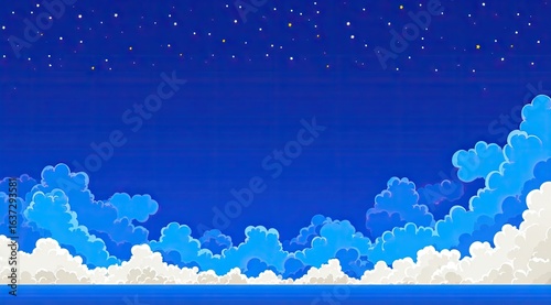 Night sky, clouds, and sea