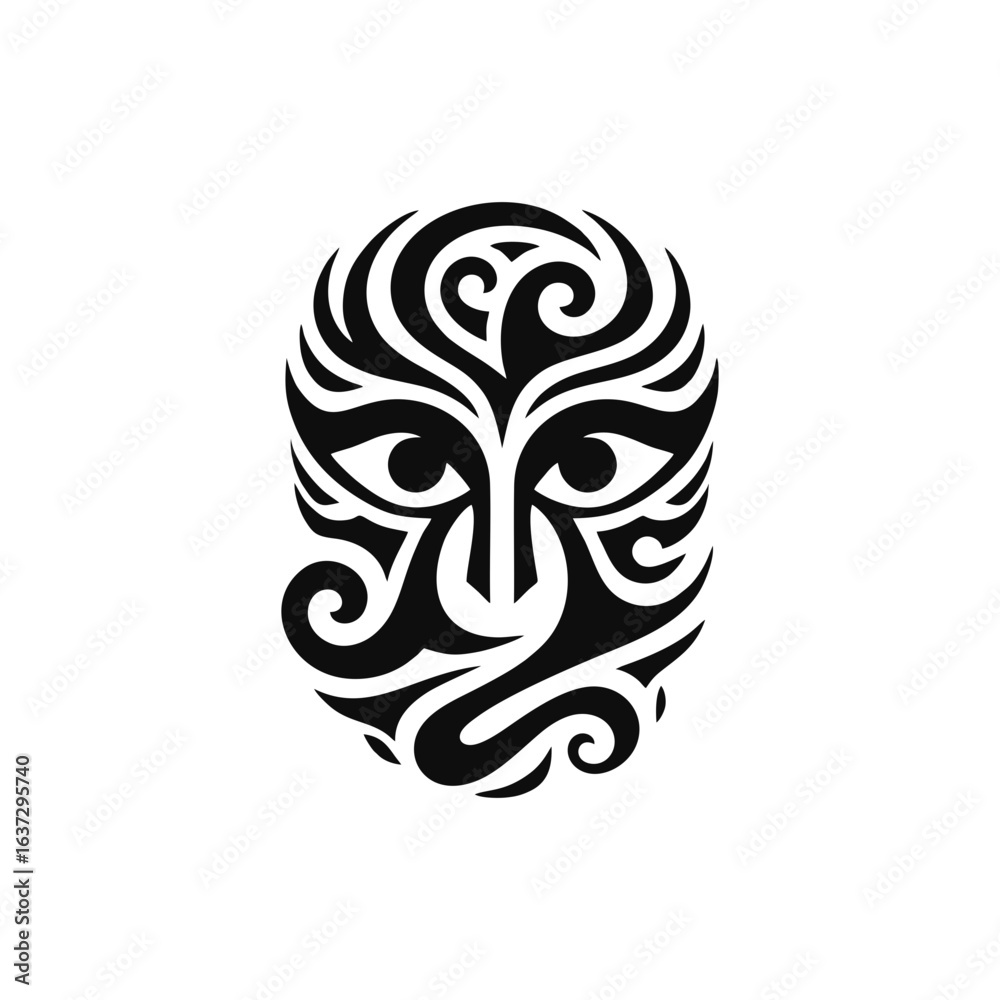 Naklejka premium Tribal masks showing wind, rotating or curved lines