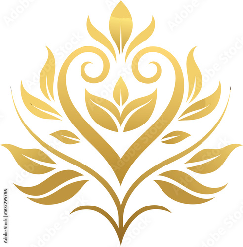  gilded floral crest curling leaves and tendrils