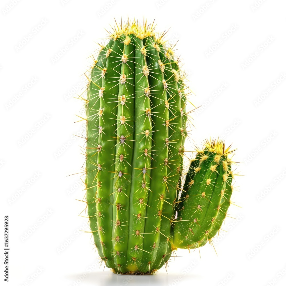 Naklejka premium Green cactus, spiky, desert plant