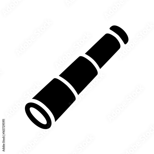 Telescope icon with long tube for distant viewing and observation
