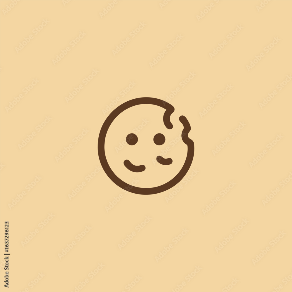 Fototapeta premium Cookie logo in clean and simple minimalist line art design.