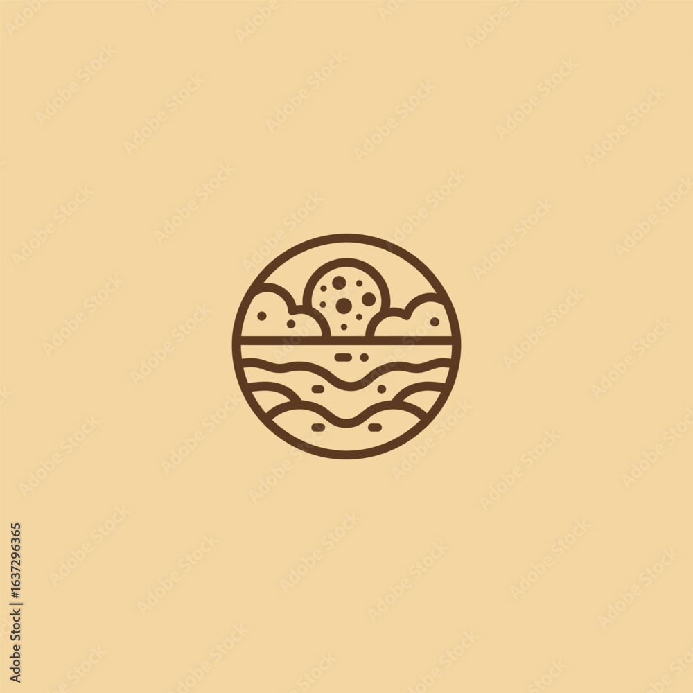 Obraz premium Cookie logo in clean and simple minimalist line art design.
