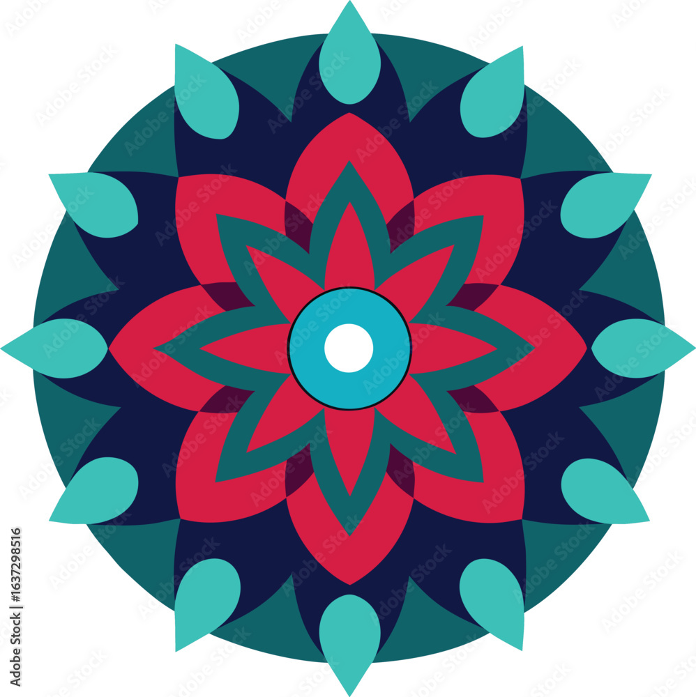 Naklejka premium mandala style circular ornament in jewel tones
