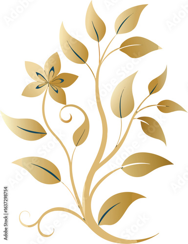metallic gold plant design curling vines delicta