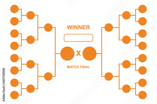bracket game tournament vector template illustration 16 team square team model 2