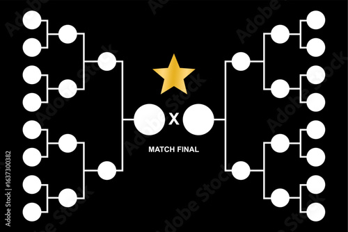 bracket game tournament vector template illustration 16 team square team model