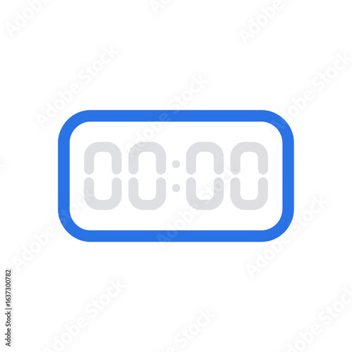 Digital clock displaying zero zero zero zero with a blue border