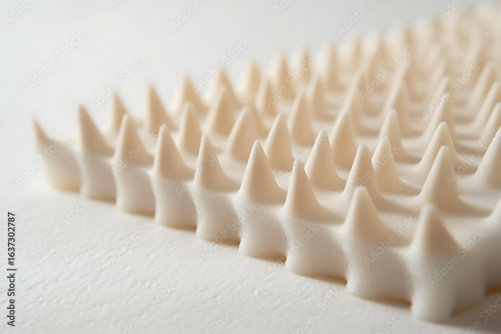 Fototapeta premium Abstract pattern of pointed beige elements on a white background