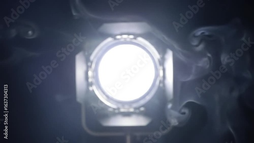 White Spotlight with Ambient Smoke on Dark Cinematic Background