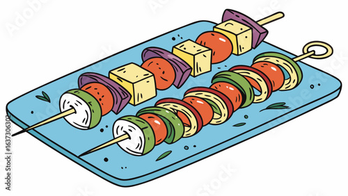 Delicious vegetable skewers recipe with tomatoes onions zucchini and paneer for healthy eating and grilling