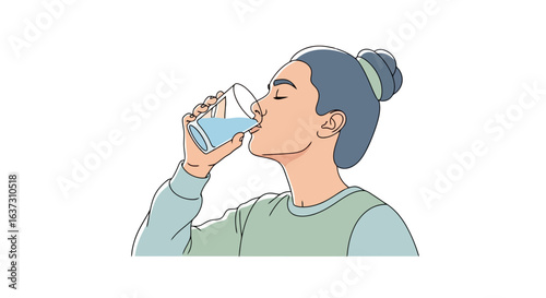 Hydration Illustration: Woman Drinking Water