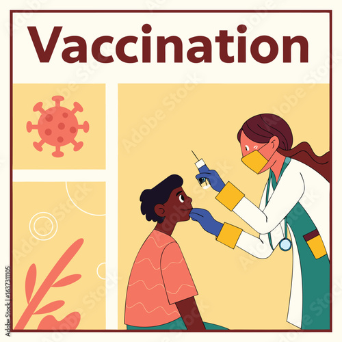 Vector poster encouraging vaccination in local languages genereed by ai