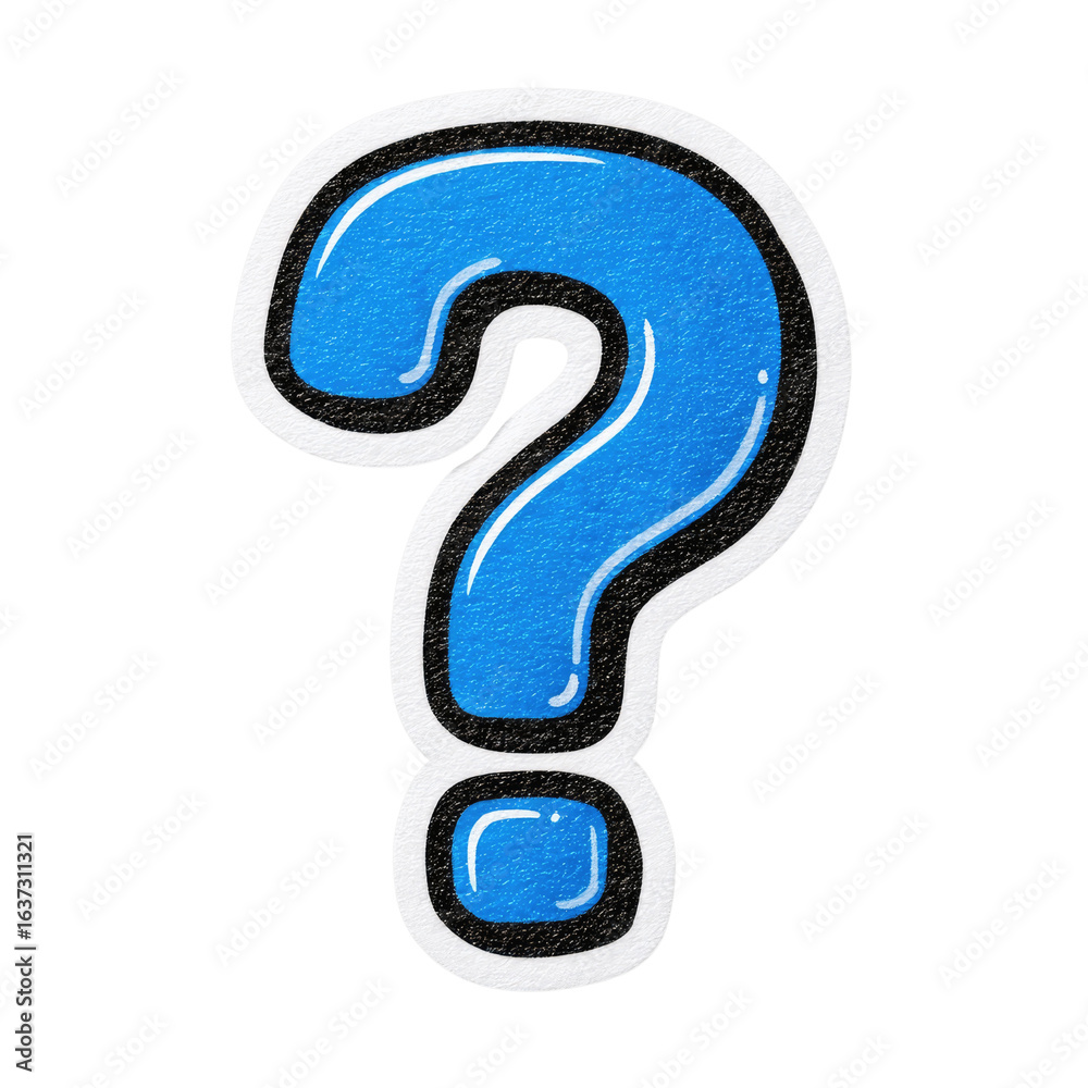 Naklejka premium Blue Glittery Question Mark Sticker - Hand-Drawn