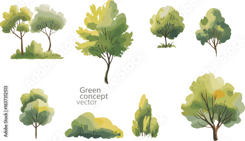 PGreen trees, nature illustration, eco-friendly landscape, forest foliage, summer greenery, park scenery, natural environment, botanical design, outdoor garden view, plant artrint
