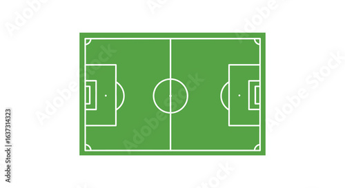 Overhead View of Soccer Field with White Lines and Green Grass silhouette