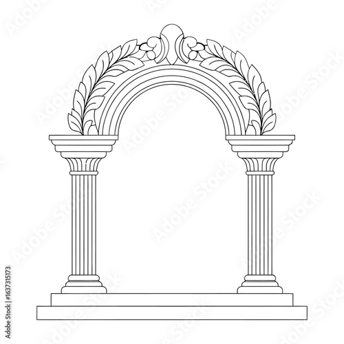 Ornate classical archway with corinthian columns and laurel leaf decoration