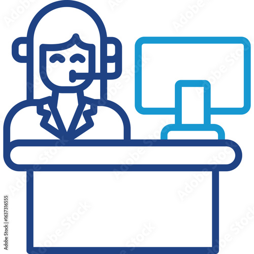 Customer Service Desk line color icon