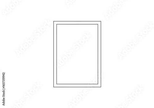 Black outline of a thin rectangular frame around another thin rectangular frame both oriented vertically