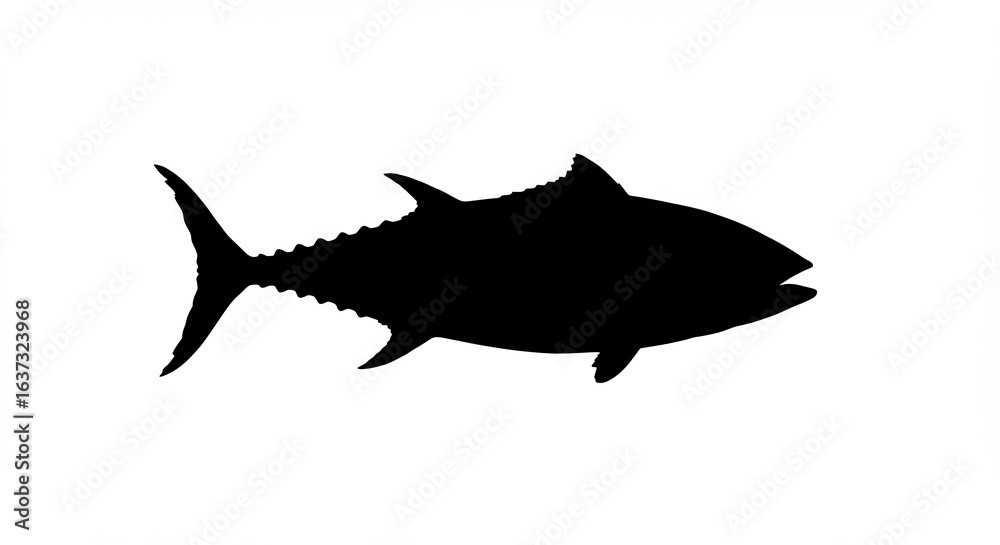 Obraz premium Powerful black silhouette of a sleek tuna swimming gracefully. AI Generated