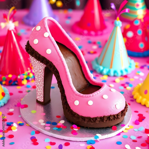Pink highheels from chocolate cake