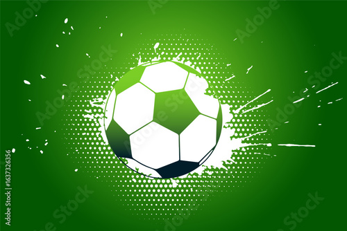 creative soccer club green background with splatter effect