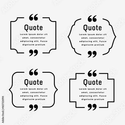 collection of simple quotation bubble mark template for feedback or remark