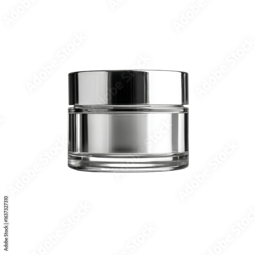 Elegant Silver and Clear Cosmetic Jar Mockup for Skincare or Beauty Product