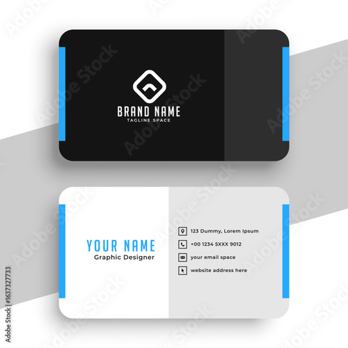 premium black and white professional identity card layout for business marketing