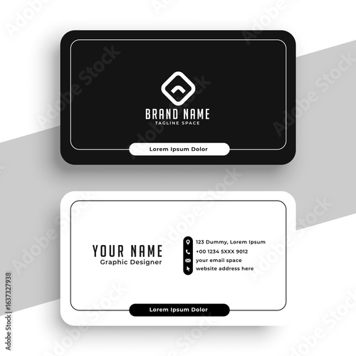 dark black and white individual visiting card template for contact or name