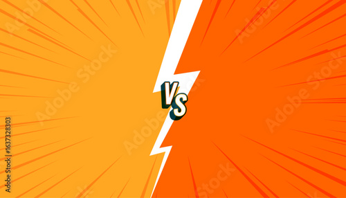 comic style versus vs screeen banner for duel team competition
