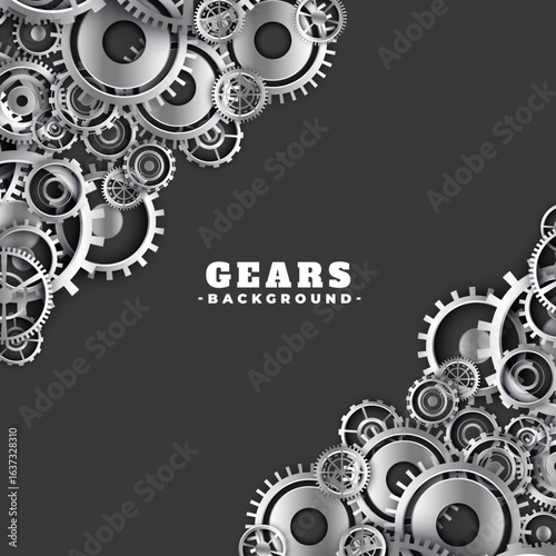 realistic metallic gearwheel motion symbol background design