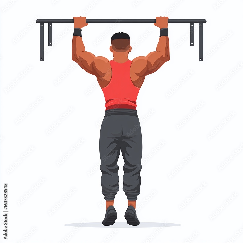 Naklejka premium Overcoming the PullUp Challenge A Beginners Struggle and the Path to Success