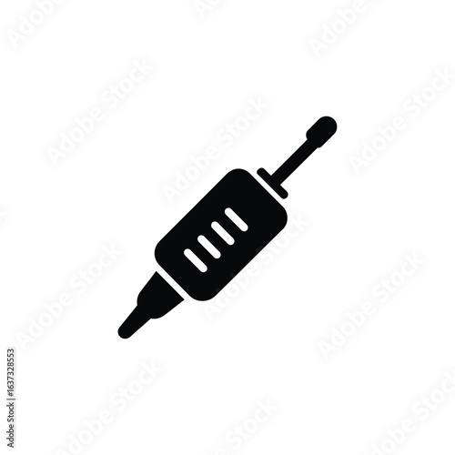 Black silhouette of a tattoo gun on a white background