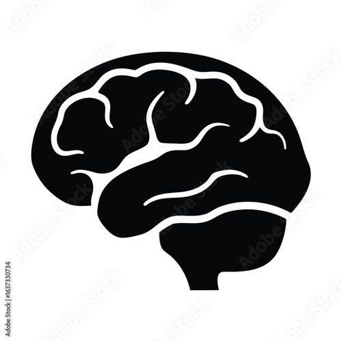 Brain health illustration for medical research and neurological study in black and white design