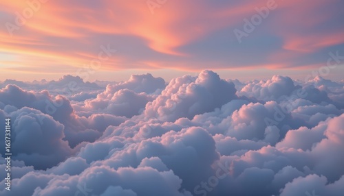 cloudy cotton candy sky with soft baby pink and powder blue, soft rolling layers, gradient glow from horizon, close up of textured clouds, mysterious yet gentle