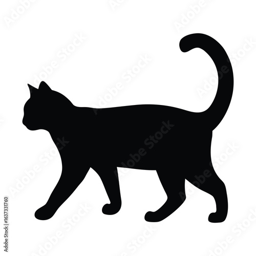 Black cat silhouette vector illustration for pet lovers and halloween decorations design needs