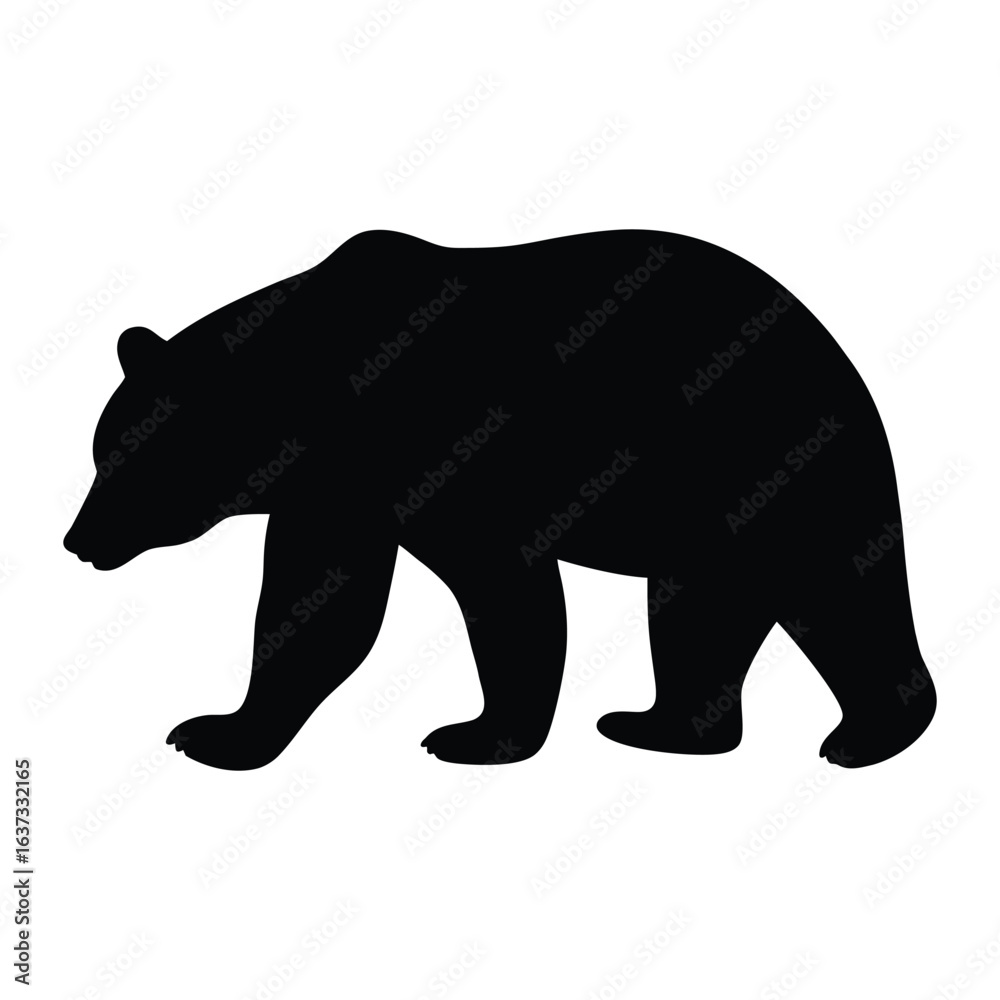 Fototapeta premium Black bear silhouette vector illustration for wildlife animal nature and mammal designs graphic art