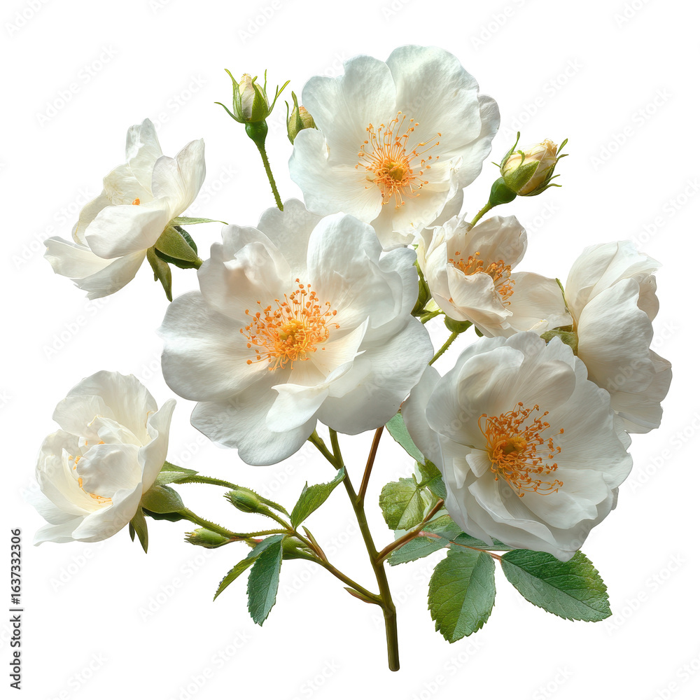 Obraz premium White blooming flowers in a natural arrangement showcasing delicate petals and vibrant details in spring