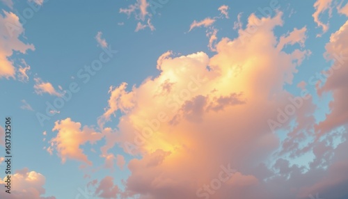 cloudy cotton candy sky with buttercream yellow with cotton pink, scattered and dreamy, faint light leaks, looking straight up from the ground, serene and calming