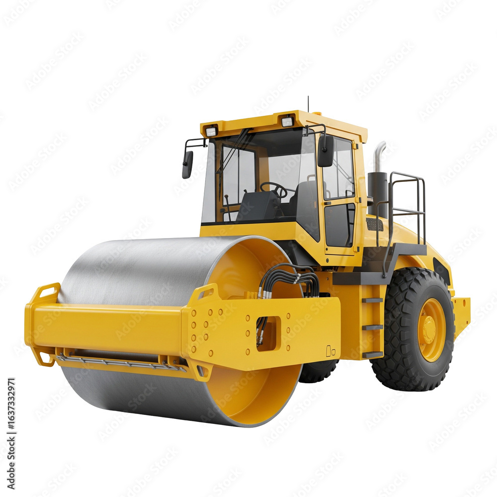 Fototapeta premium yellow bulldozer isolated on white