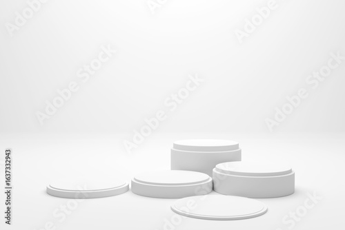 white podium on white background