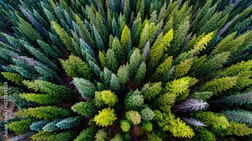 High-angle view of a dense forest