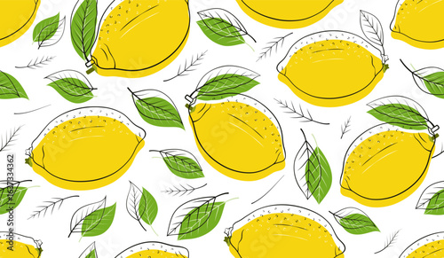 Seamless pattern with lemon fruits