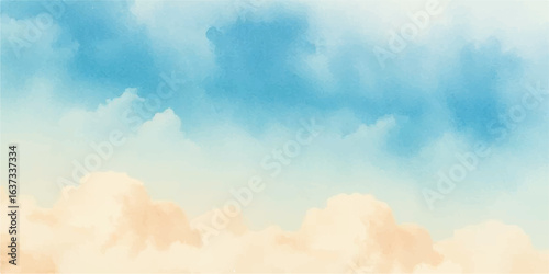 Blue sky with bright, fluffy clouds and sunlight