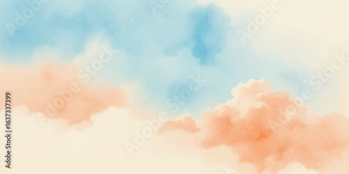 Abstract watercolor clouds in a bright blue sky on a sunny day
