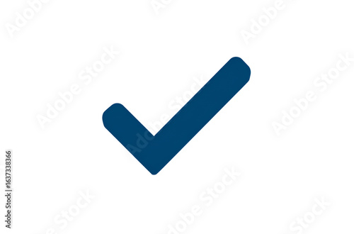 A simple vector graphic of a blue checkmark on a white background, with a flat design, minimalistic style, no shadow