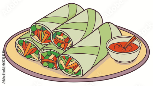 Delicious spring rolls with dipping sauce recipe fresh vegetable rolls healthy eating asian cuisine rolls for party